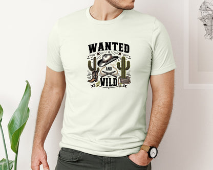 brand:Bella Canvas|color:Citron|Western Wanted And Wild T Shirt Graphic T-Shirt