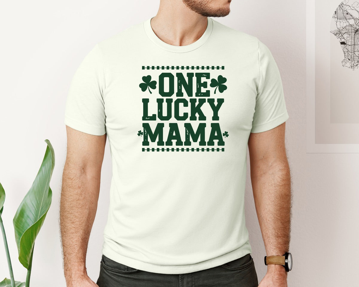 brand:Bella Canvas|color:Citron|One Lucky Mama Design 40 Graphic T-Shirt