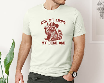 brand:Bella Canvas|color:Citron|Dead Dad Club Unhinged Meme Raccoon Graphic T-Shirt