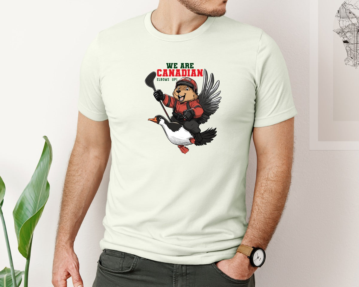 brand:Bella Canvas|color:Citron|We Are Canada Elbows Up Graphic T-Shirt