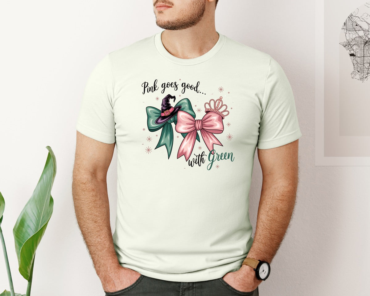 brand:Bella Canvas|color:Citron|Pink Goes Good With Green 4 Graphic T-Shirt