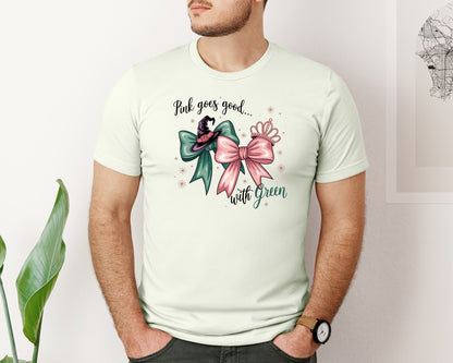 brand:Bella Canvas|color:Citron|Pink Goes Good With Green 4 Graphic T-Shirt
