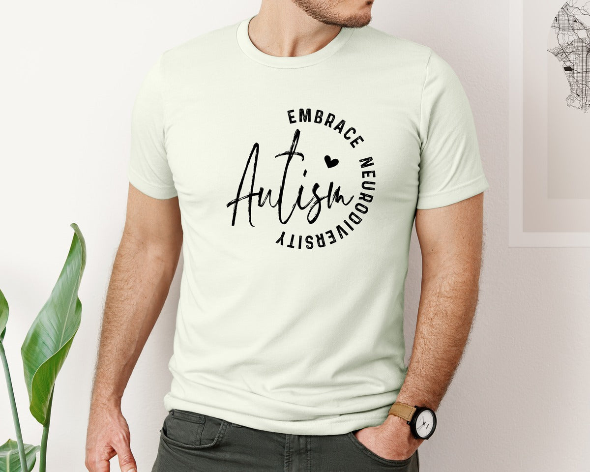 brand:Bella Canvas|color:Citron|Embrace Neurodiversity Autism Graphic T-Shirt