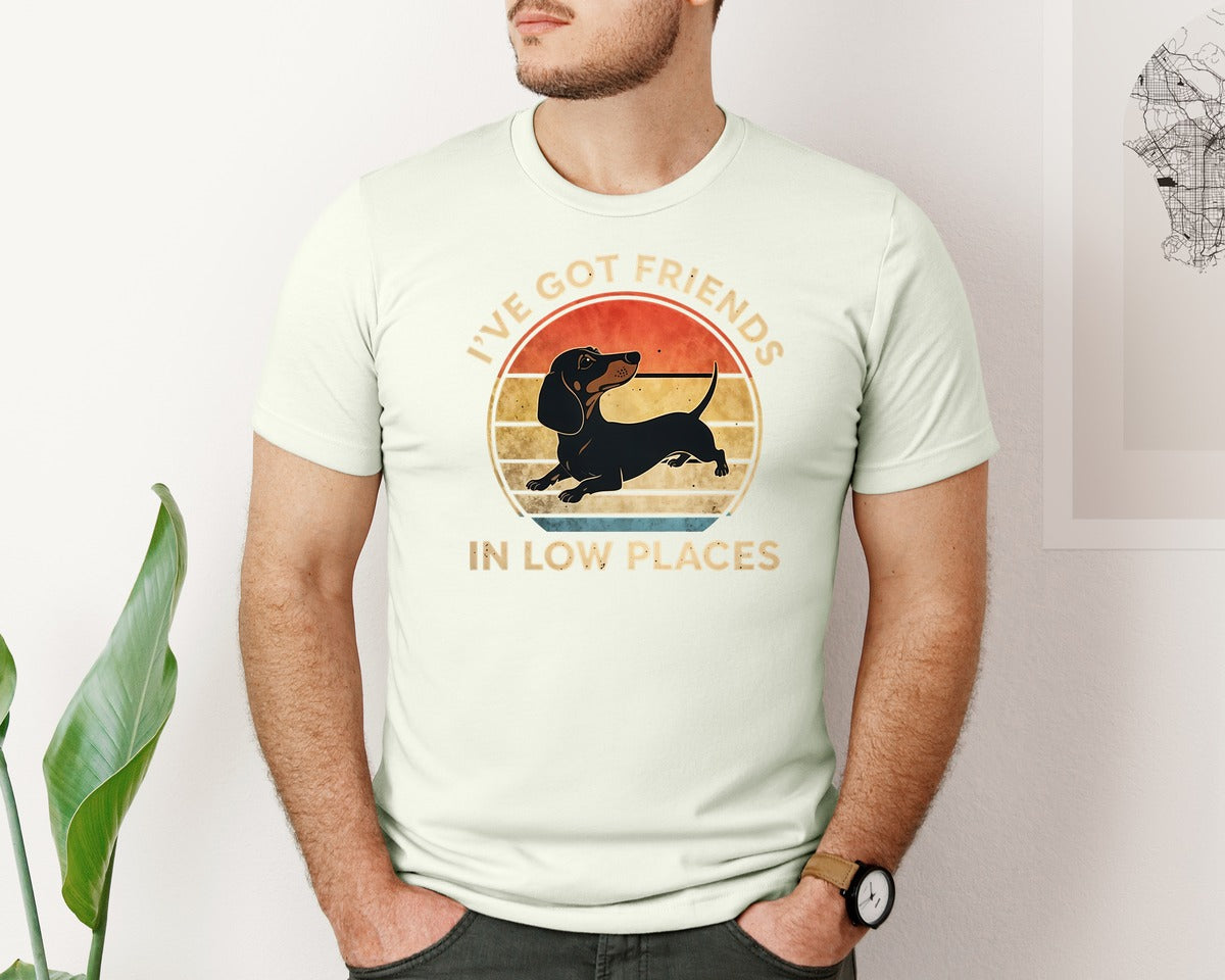 brand:Bella Canvas|color:Citron|Dachshund Ive Got Friends In Low Places 2 Graphic T-Shirt