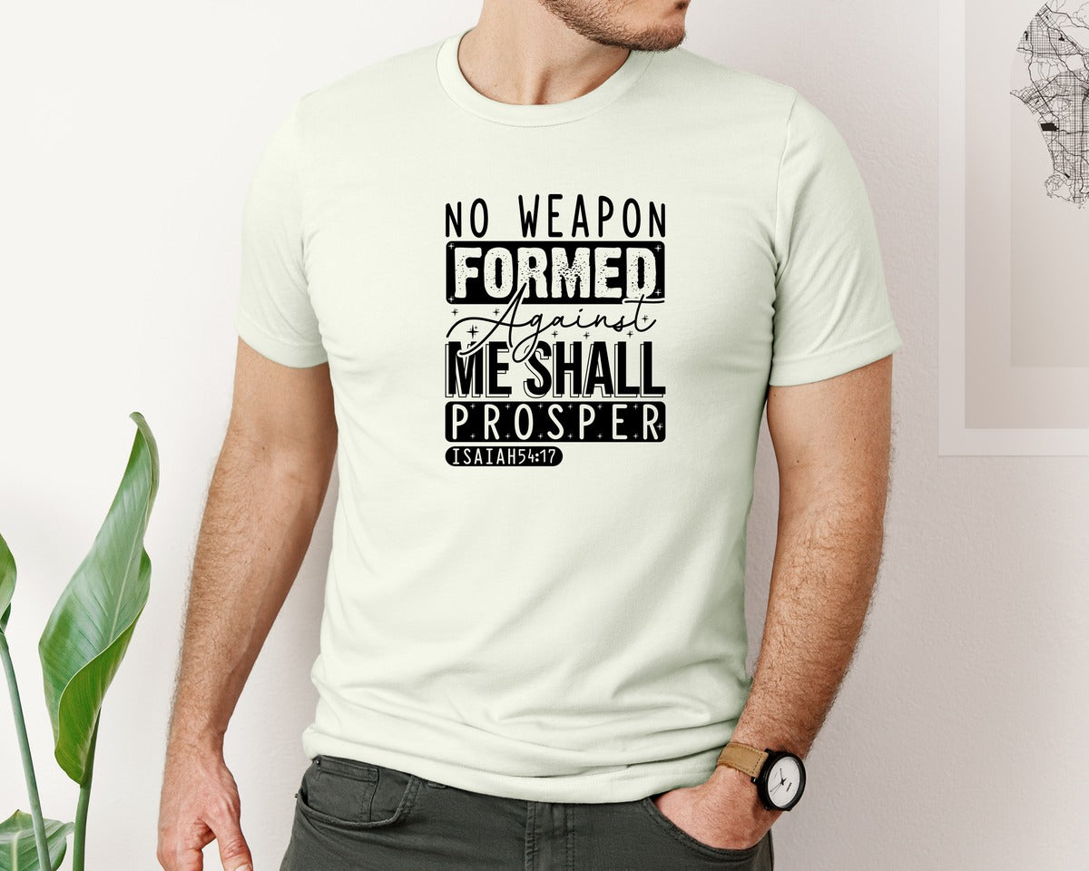 brand:Bella Canvas|color:Citron|No Weapon Formed Against Me Shall Prospe Graphic T-Shirt