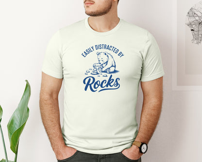 brand:Bella Canvas|color:Citron|Easily Distracted By Rocks Design Graphic T-Shirt