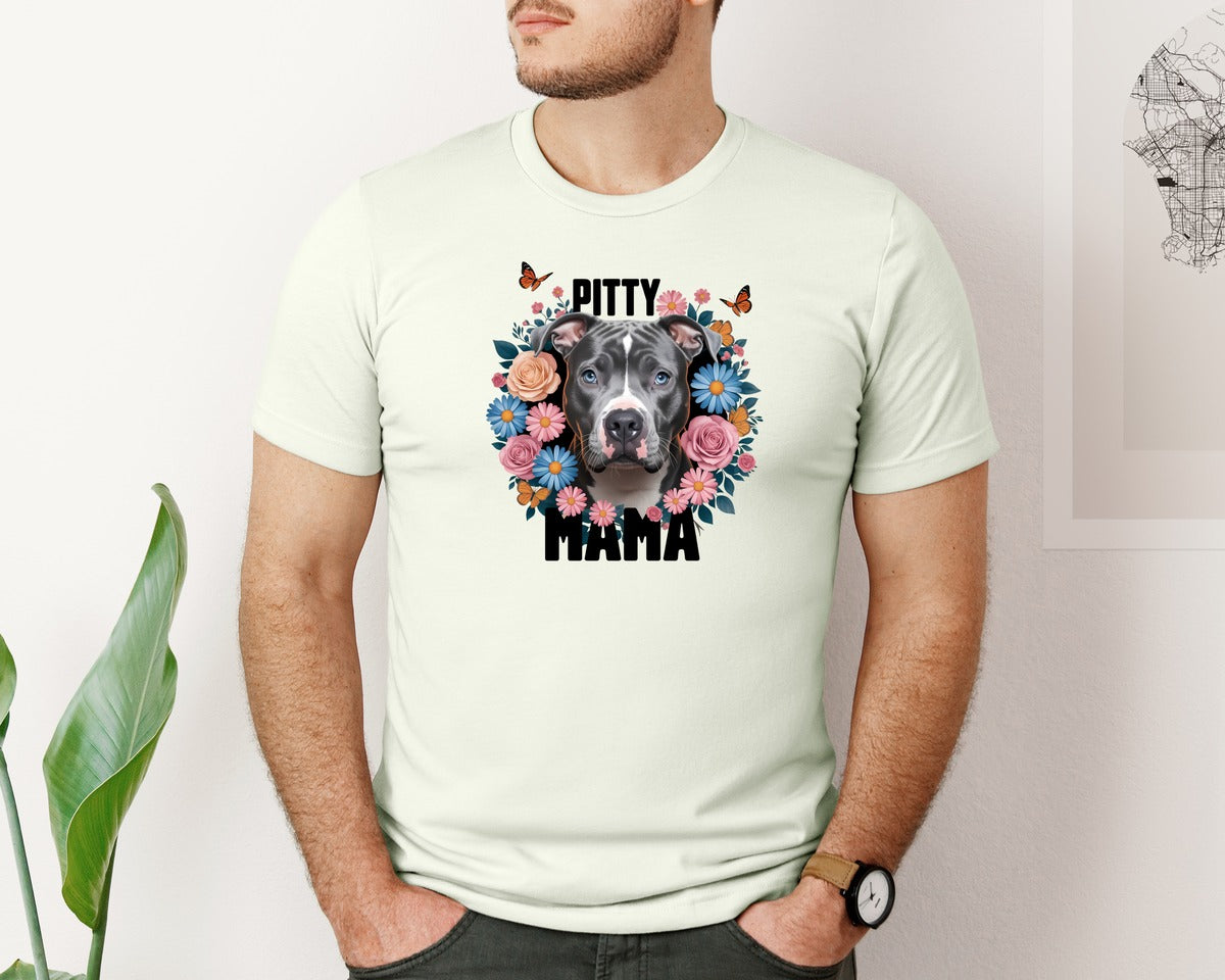brand:Bella Canvas|color:Citron|Pitty Mama Cute Pitbull Dog 3 Graphic T-Shirt