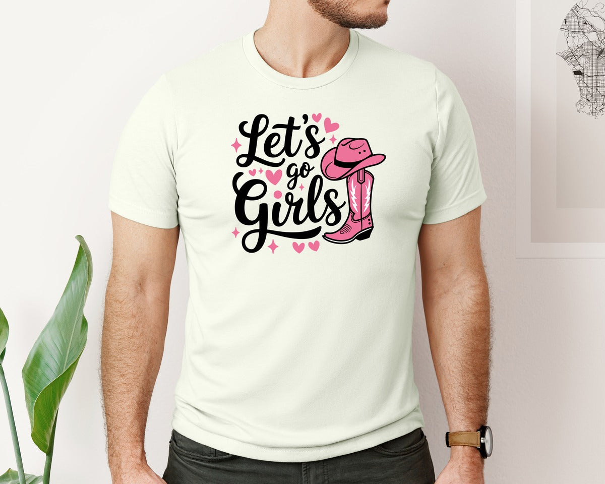 brand:Bella Canvas|color:Citron|Lets Go Girls Western Cowgirl Graphic T-Shirt