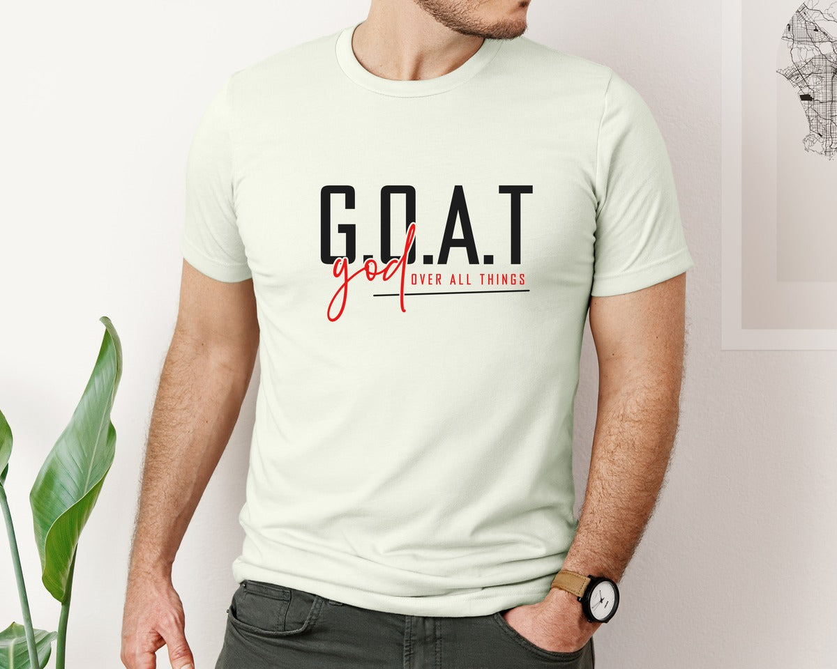 brand:Bella Canvas|color:Citron|God Over All Things Shirt Design Graphic T-Shirt