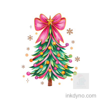 Festive Christmas Tree With Colorful Ornaments Design — DTF Transfer