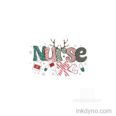 Coquette Bow Nurse Stethoscope DTF Transfer – Ready to Press (Christmas)