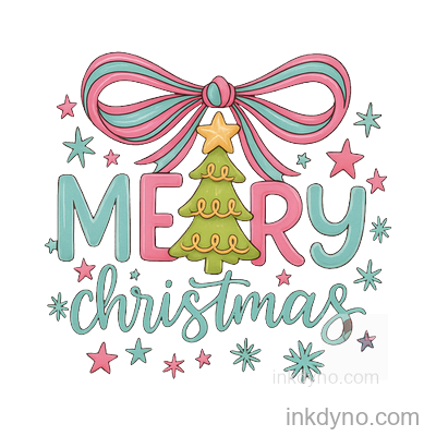 Coquette Preppy Merry DTF Transfer – Ready to Press (Christmas)