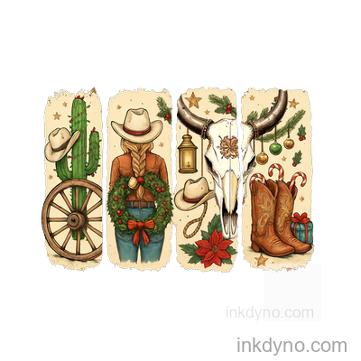 Cowgirl Christmas DTF Transfer - Ready to Press Apparel
