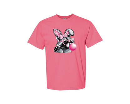 brand:Comfort Colors|color:Crunchberry|Cute Raccoon With Glasses Bubble Gum 6 Graphic T-Shirt