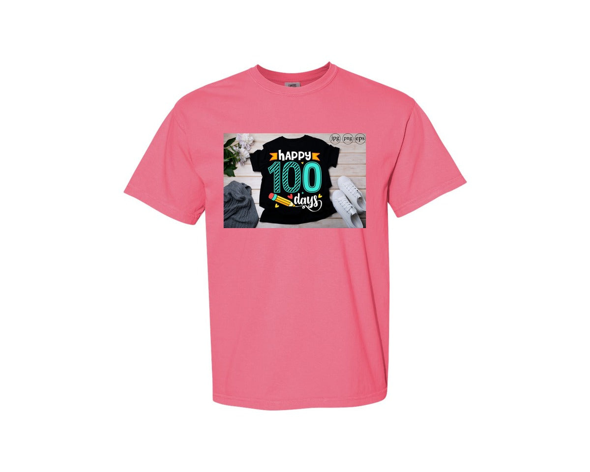 brand:Comfort Colors|color:Crunchberry|100 Days Of School Shirt 10 Graphic T-Shirt