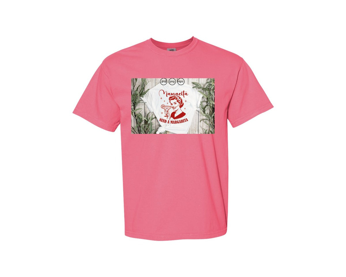 brand:Comfort Colors|color:Crunchberry|Mamacita Needs A Margarita 26 Graphic T-Shirt