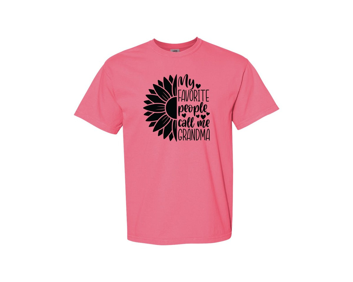 brand:Comfort Colors|color:Crunchberry|Grandma Sunflower Grandma Graphic T-Shirt