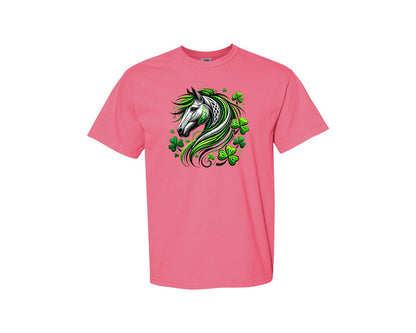 brand:Comfort Colors|color:Crunchberry|St Patricks Day Horse Lucky Graphic T-Shirt