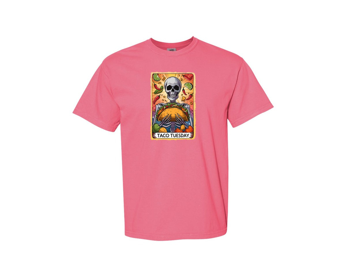 brand:Comfort Colors|color:Crunchberry|Skeleton Tarot Card Cinco De Mayo Tshirt Graphic T-Shirt