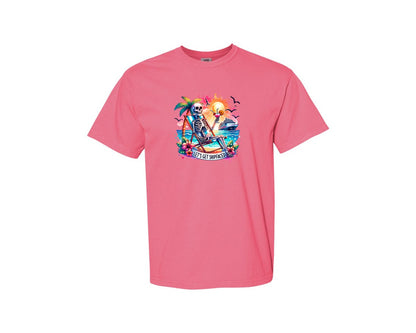 brand:Comfort Colors|color:Crunchberry|Cruise Skeleton Funny Graphic T-Shirt