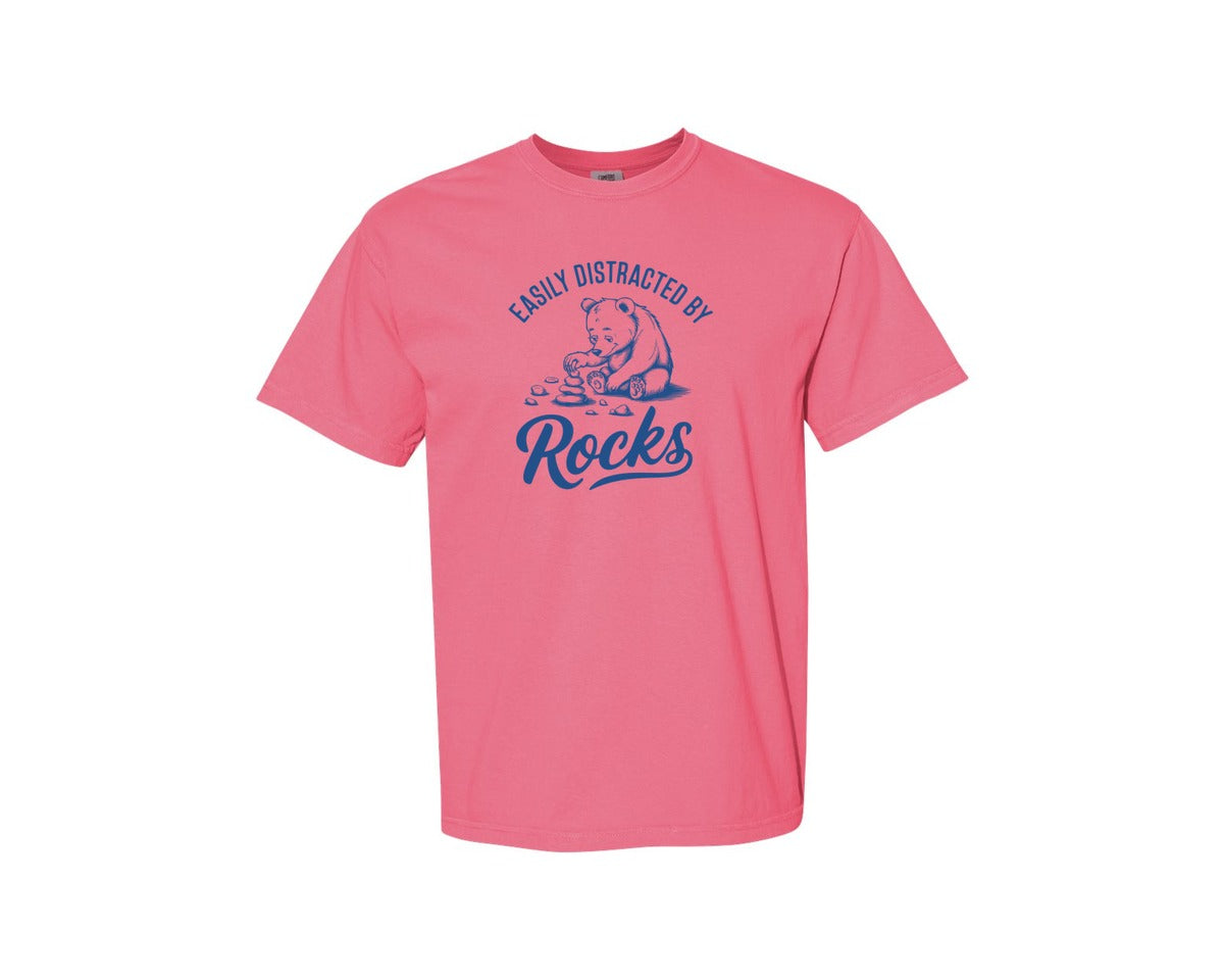brand:Comfort Colors|color:Crunchberry|Easily Distracted By Rocks Design Graphic T-Shirt