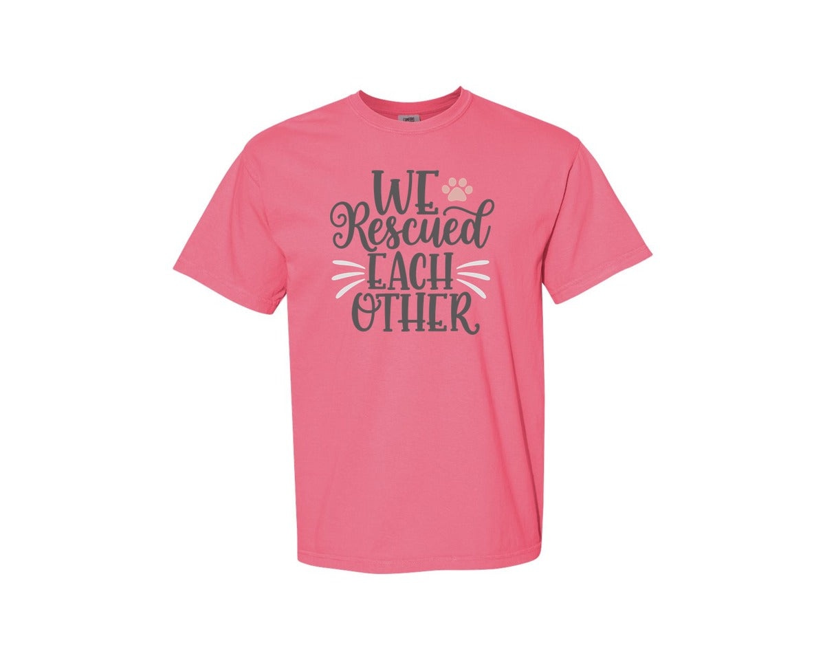 brand:Comfort Colors|color:Crunchberry|We Rescued Each Other Cute Cat Quote Graphic T-Shirt