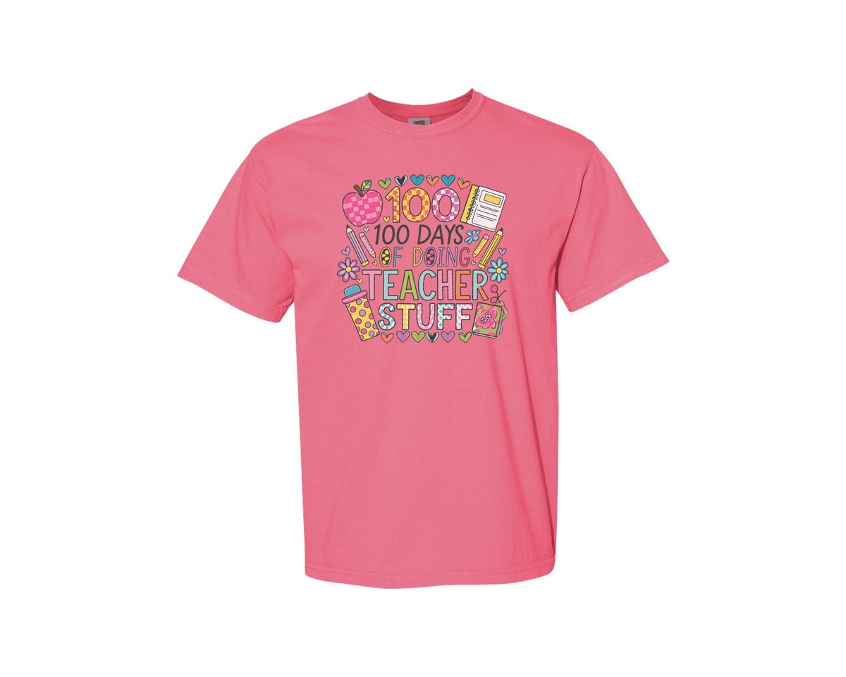 brand:Comfort Colors|color:Crunchberry|100 Days Of School 57 Graphic T-Shirt