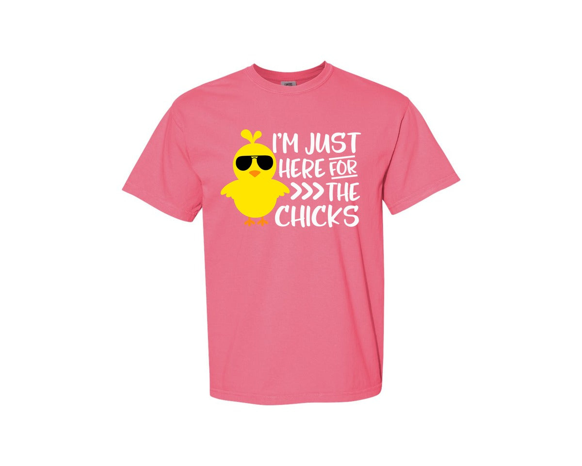 brand:Comfort Colors|color:Crunchberry|I Am Just Here For The Chicks 4 Graphic T-Shirt