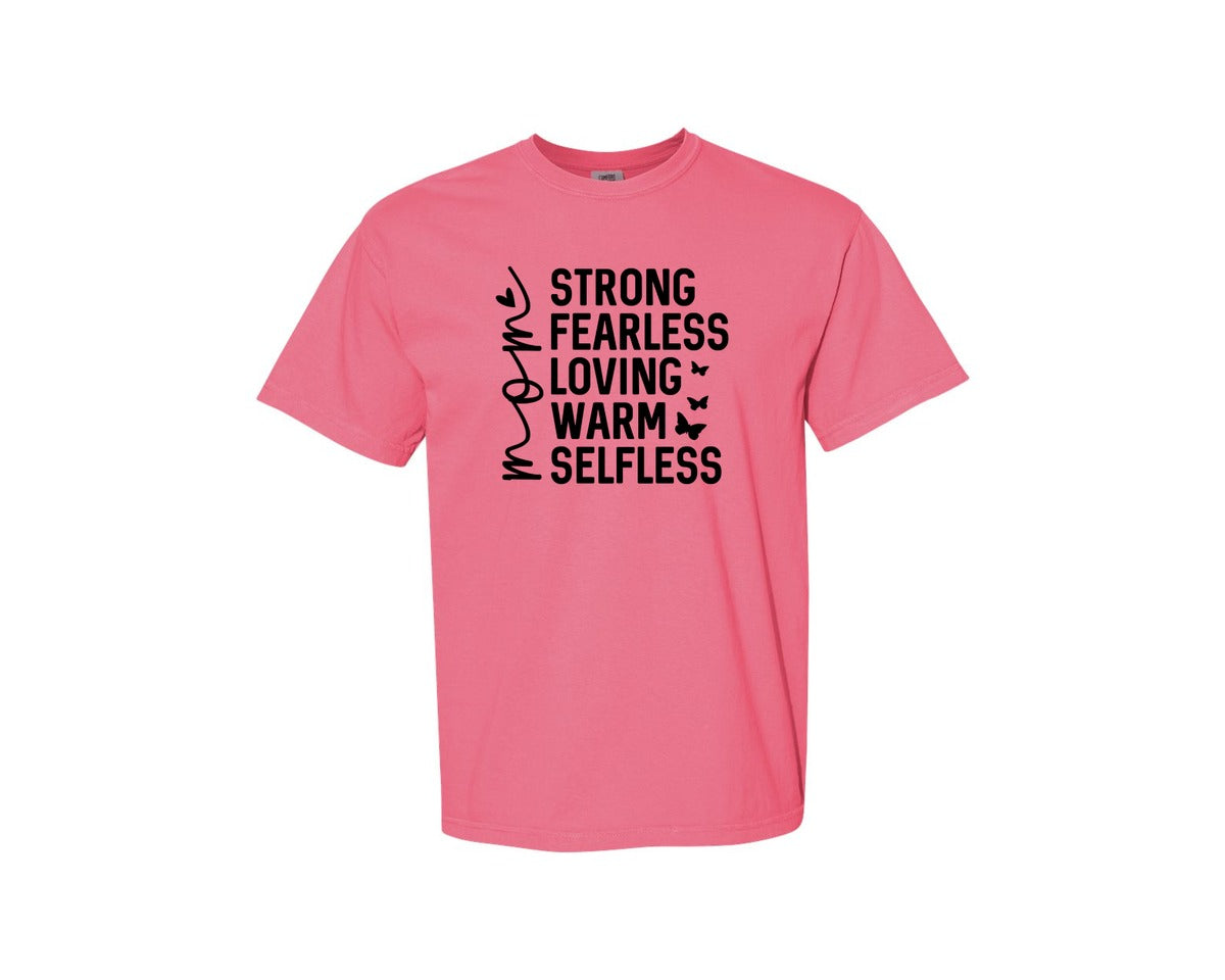 brand:Comfort Colors|color:Crunchberry|Strong Fearless Loving Warm Selfless Graphic T-Shirt