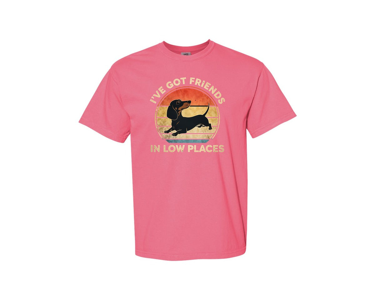 brand:Comfort Colors|color:Crunchberry|Dachshund Ive Got Friends In Low Places 2 Graphic T-Shirt