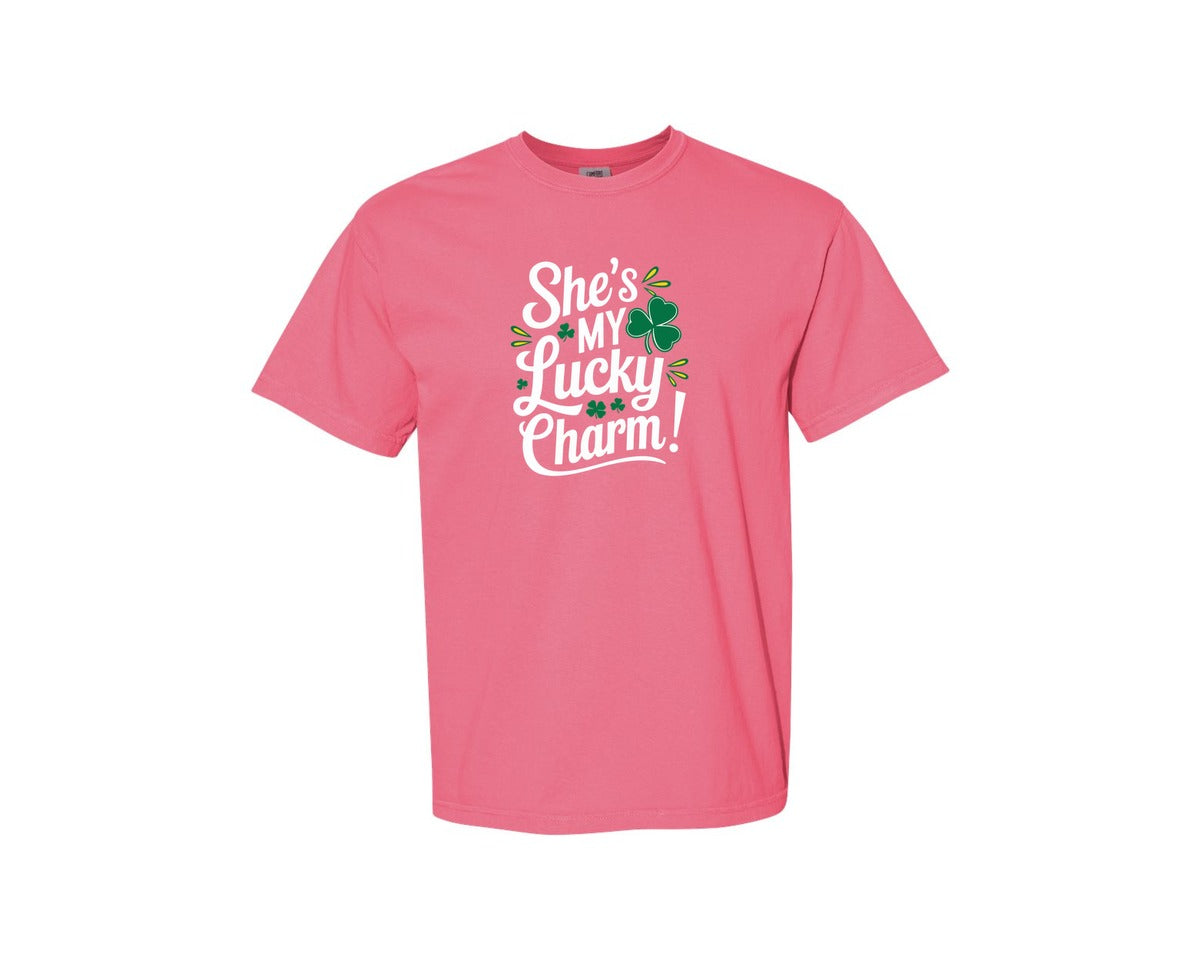 brand:Comfort Colors|color:Crunchberry|Shes My Lucky Charm St Patricks Day 2 Graphic T-Shirt