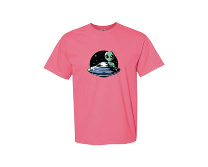 brand:Comfort Colors|color:Crunchberry|Retro Vintage Ufo Alien T Shirt Design 4 Graphic T-Shirt