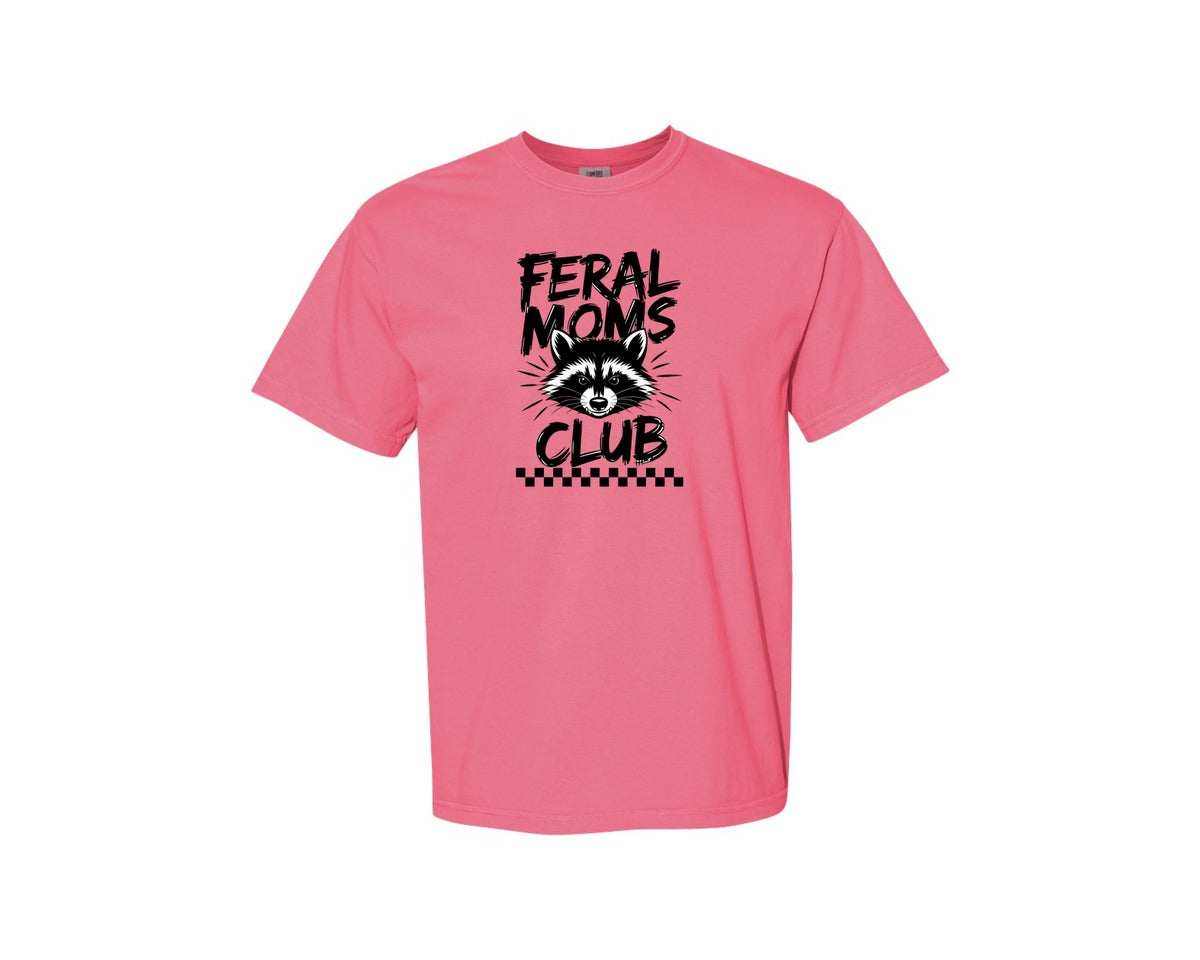 brand:Comfort Colors|color:Crunchberry|Feral Moms Club Mom Life Raccoon Graphic T-Shirt