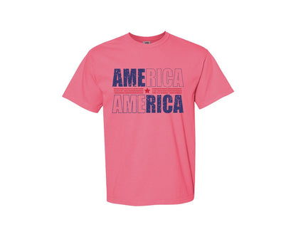 brand:Comfort Colors|color:Crunchberry|America Patriotic Graphic T-Shirt