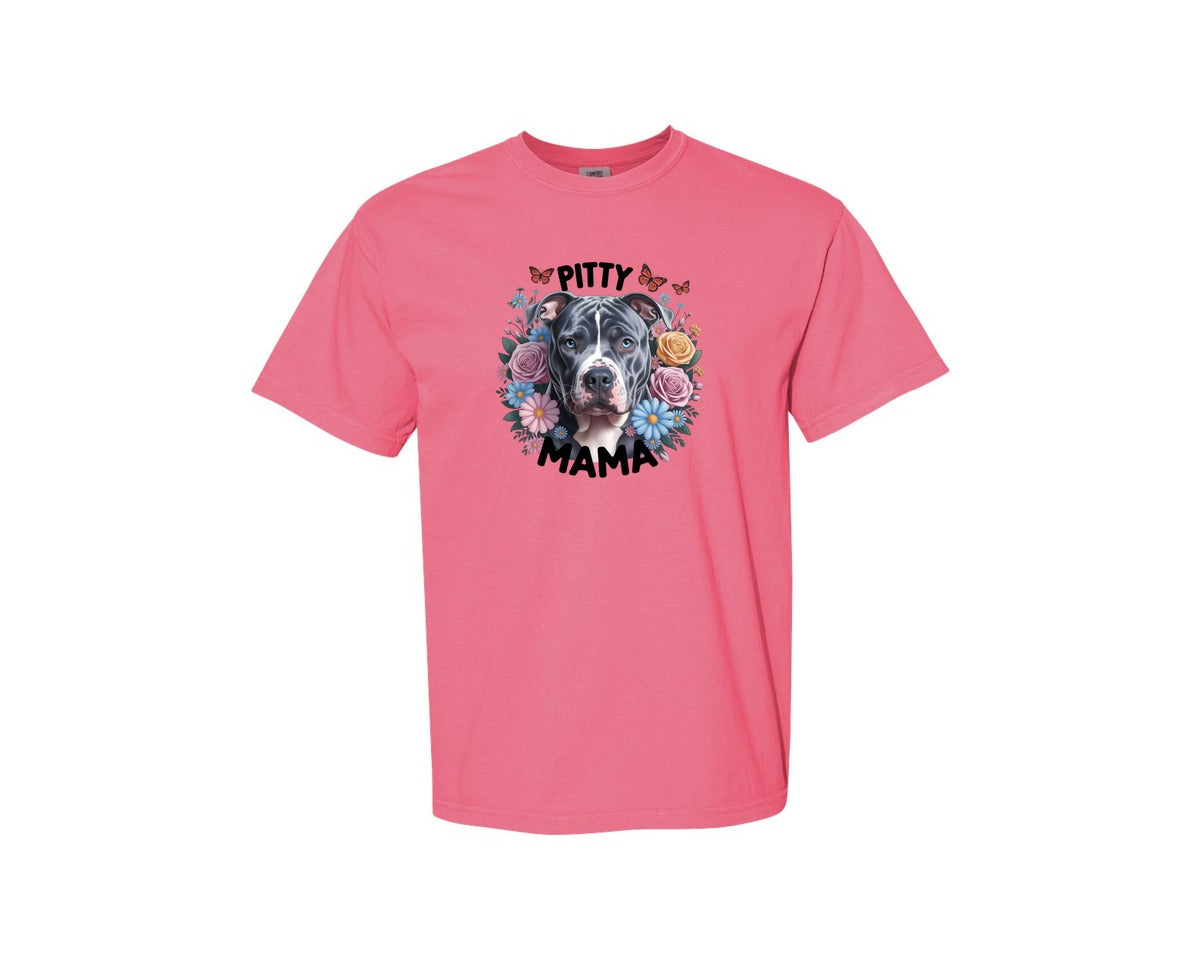 brand:Comfort Colors|color:Crunchberry|Pitty Mama Cute Pitbull Dog 2 Graphic T-Shirt
