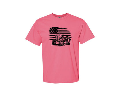 brand:Comfort Colors|color:Crunchberry|Tractor Flag Vector T Shirt Design Graphic T-Shirt