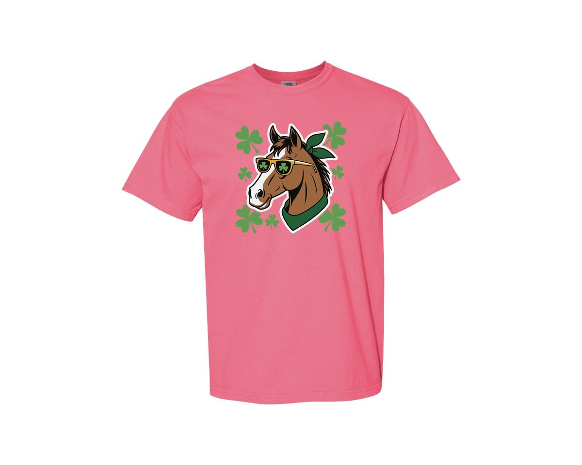 brand:Comfort Colors|color:Crunchberry|St Patricks Day Horse Irish Day Graphic T-Shirt