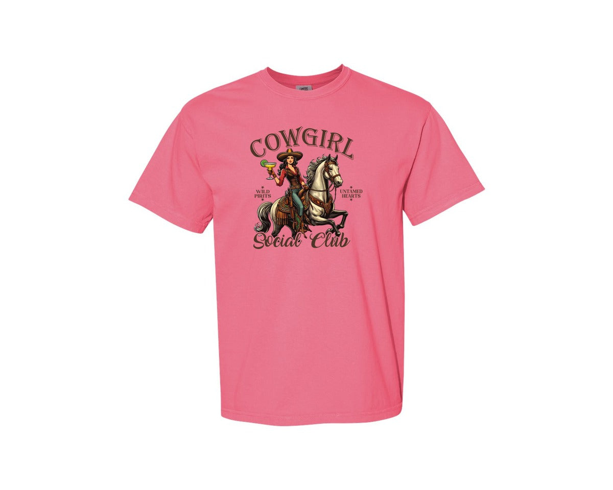 brand:Comfort Colors|color:Crunchberry|Cowgirl Social Club Cowgirl Graphic T-Shirt
