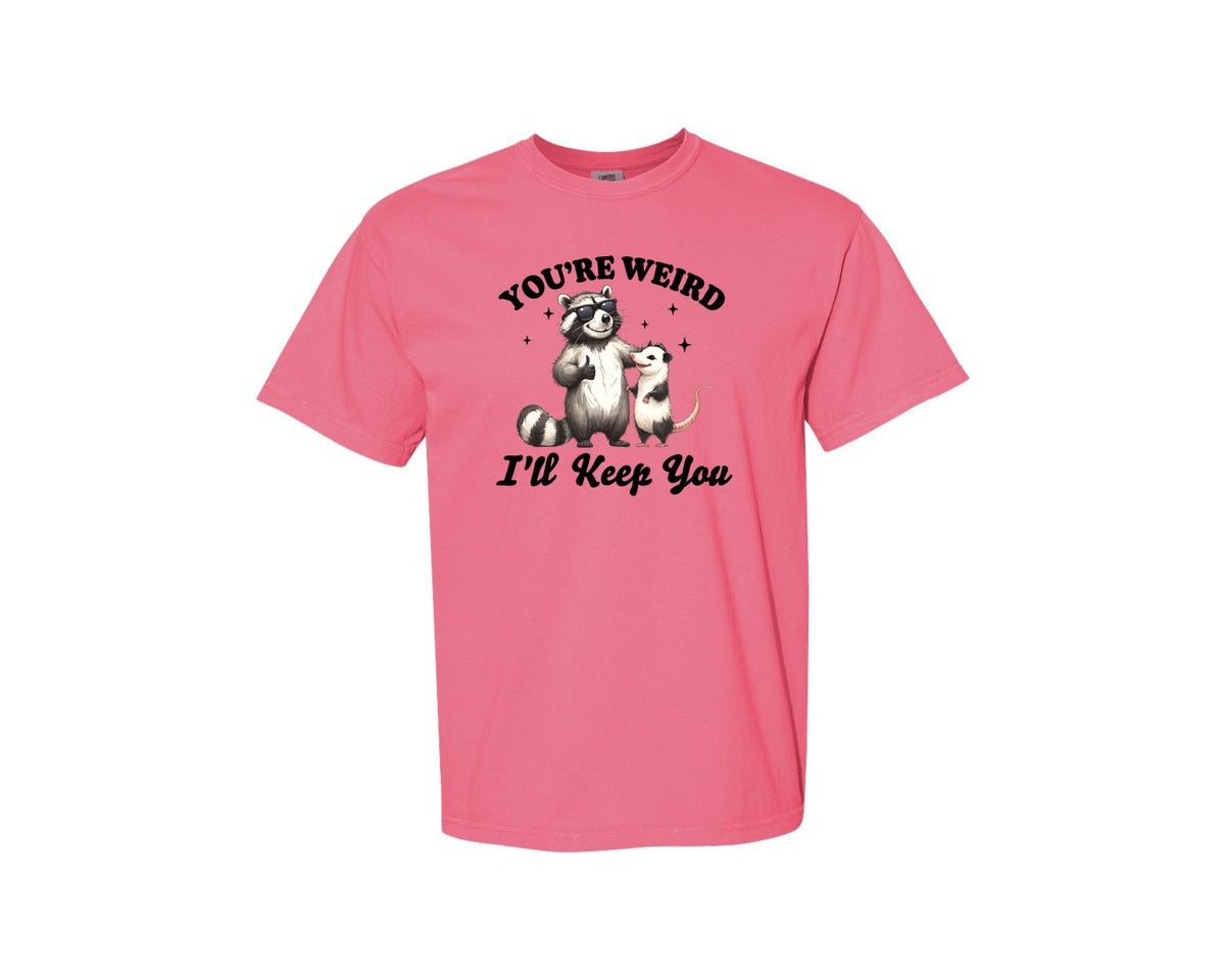 brand:Comfort Colors|color:Crunchberry|Sarcastic Funny Raccoon Possum Weird Graphic T-Shirt