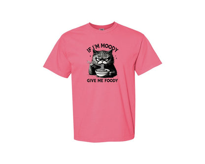 brand:Comfort Colors|color:Crunchberry|Funny Sarcastic Cat Ramen If Im Moody Graphic T-Shirt