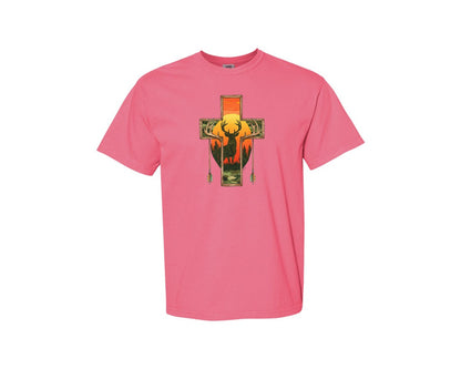 brand:Comfort Colors|color:Crunchberry|Deer Cross Rustic Hunting Cross Sub Graphic T-Shirt