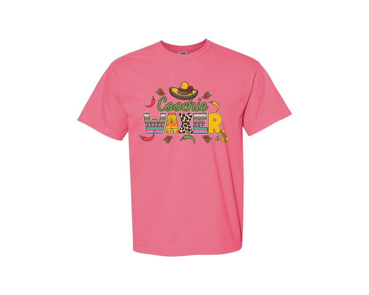 brand:Comfort Colors|color:Crunchberry|Cinco De Mayo Coochie Waxer Mexico Graphic T-Shirt