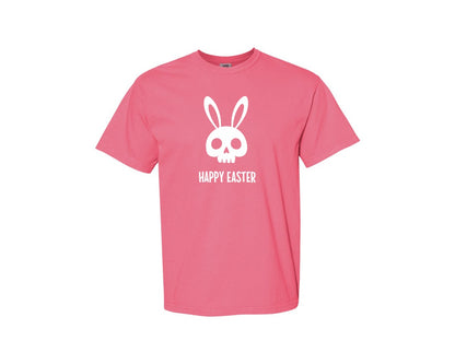 brand:Comfort Colors|color:Crunchberry|Gothic Creepy Easter Bunny Skull Irony Graphic T-Shirt