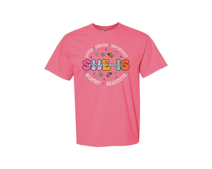 brand:Comfort Colors|color:Crunchberry|She Is Mom Happy Mama Mothers Day Graphic T-Shirt