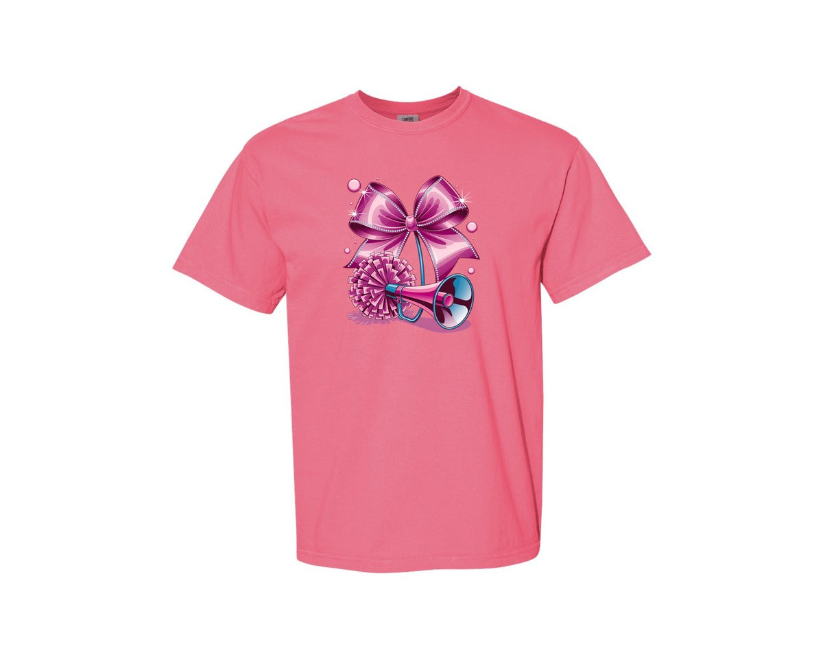 brand:Comfort Colors|color:Crunchberry|Cheerleading Bow Pom Poms Graphic T-Shirt