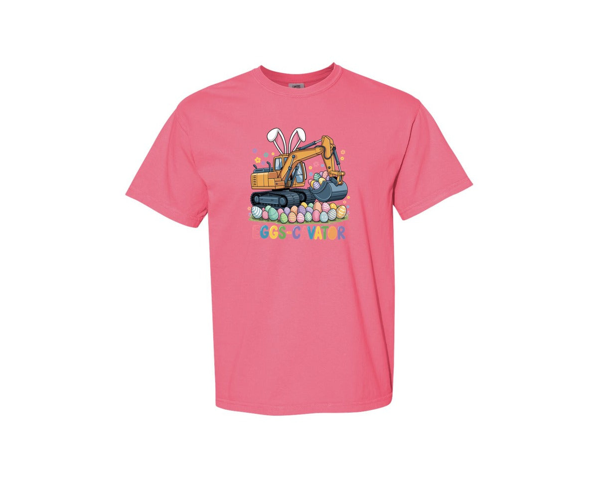 brand:Comfort Colors|color:Crunchberry|Eggs Cavator Easter Excavator 3 Graphic T-Shirt