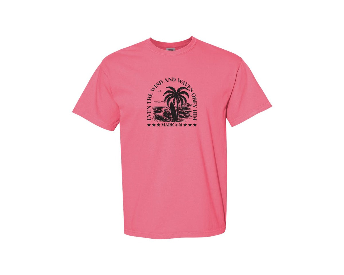 brand:Comfort Colors|color:Crunchberry|Wind And Waves Obey Him Mark 441 Graphic T-Shirt