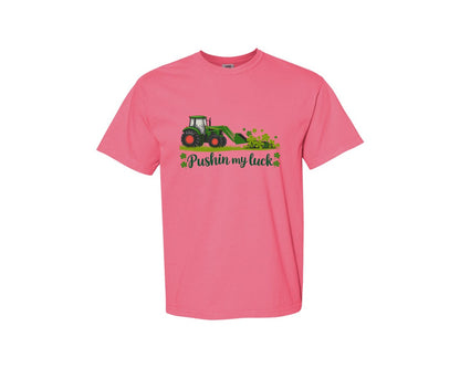brand:Comfort Colors|color:Crunchberry|Pushin My Luck St Patricks Day 3 Graphic T-Shirt
