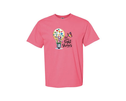 brand:Comfort Colors|color:Crunchberry|Autism Awareness Let Your Light Shine Graphic T-Shirt