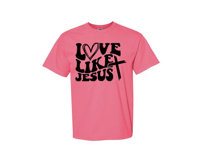 brand:Comfort Colors|color:Crunchberry|Love Like Jesus Wavy 2 Graphic T-Shirt